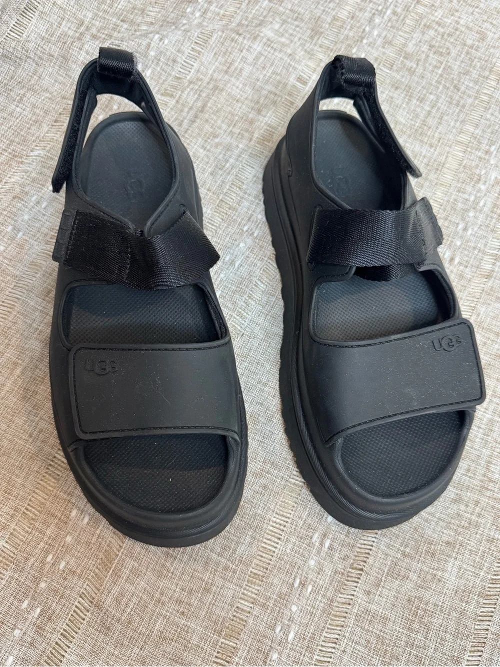 Women's UGG GoldenGlow Slide Platform Sandals- black Size 10